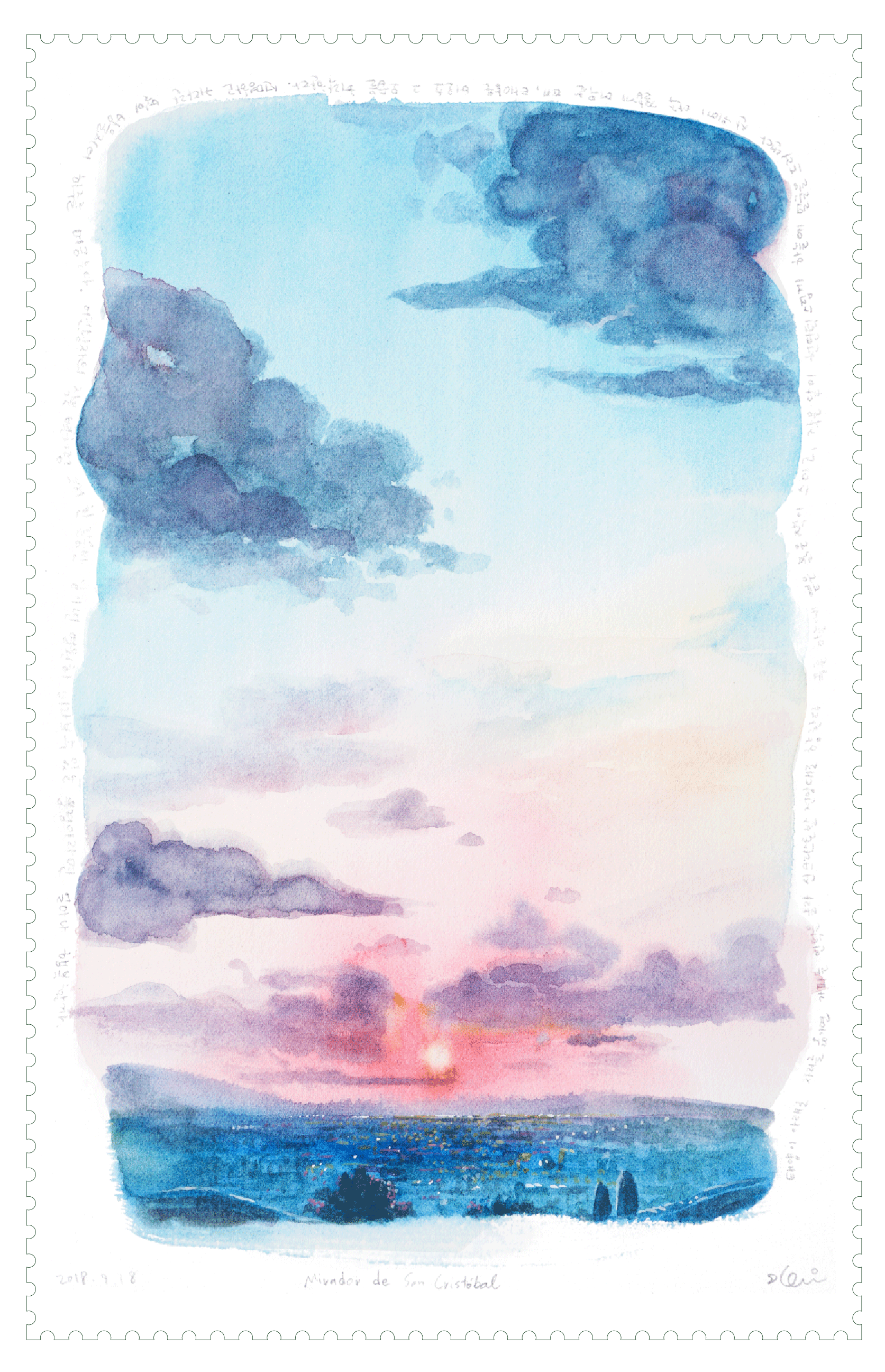 San cristobal sketch, 종이 위에 수채 (2018)