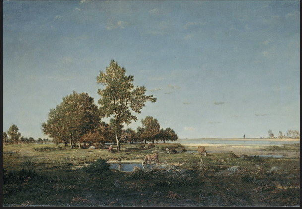 테오도르 루소, <나무 수풀이 있는 풍경> 빅토리아 국립박물관 소장, 1844년경 