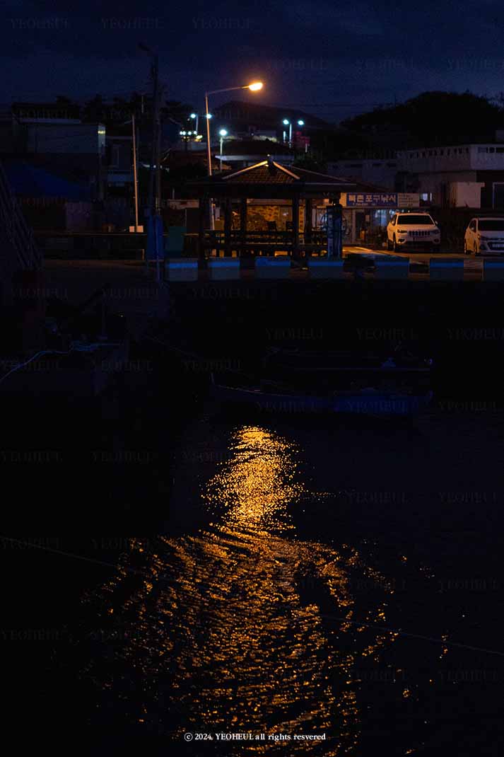 밤 길을 내려오며 한 걸음 내딛고 고개를 젖히고 텅 빈 웃음 짓고