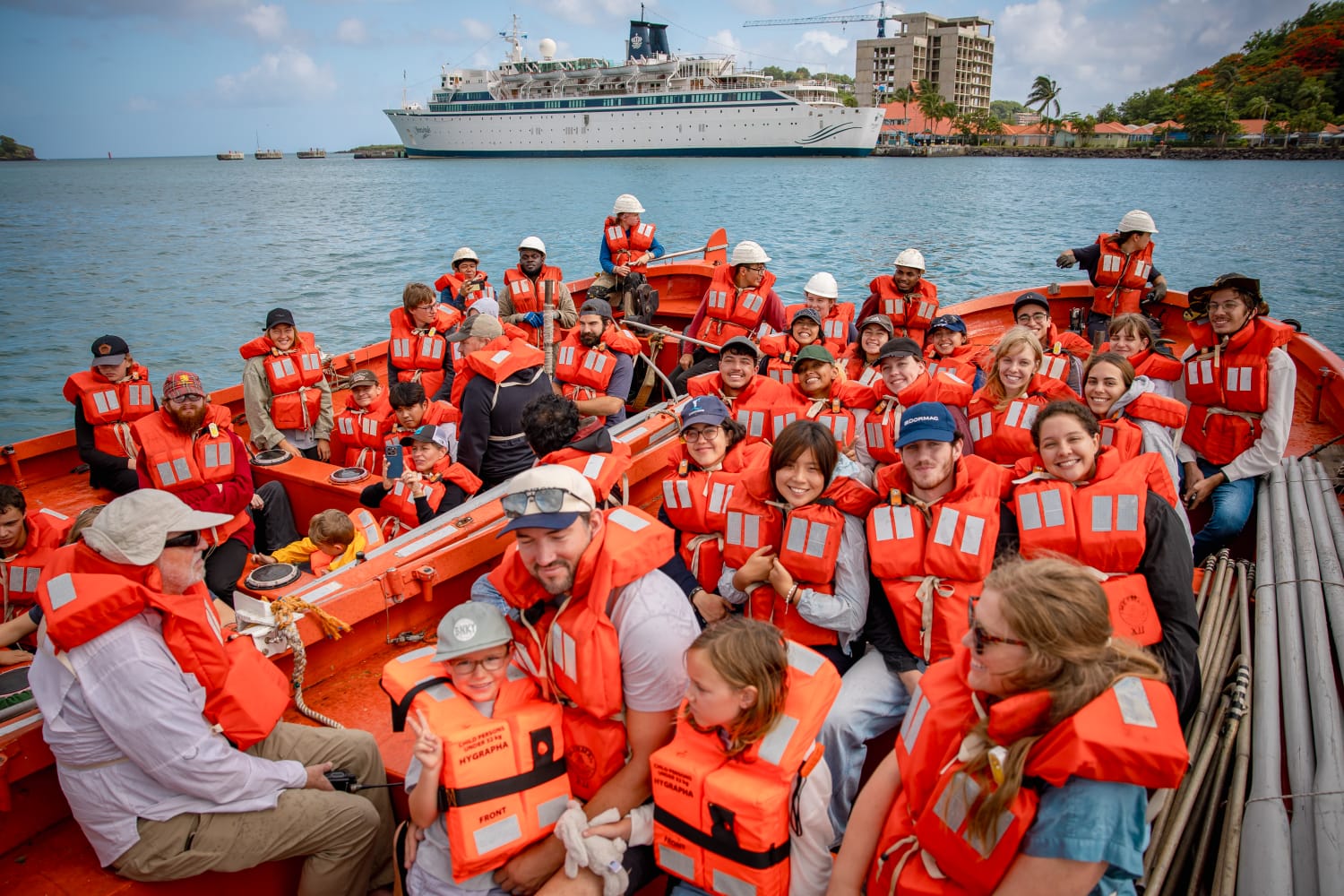 People conducting lifeboat training