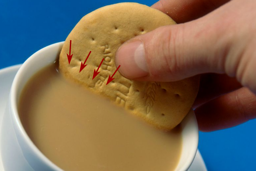 쿠키를 커피에 담그면 커피가 쿠키를 적시는데.... 위 방향으로 커피가 올라오네?! 