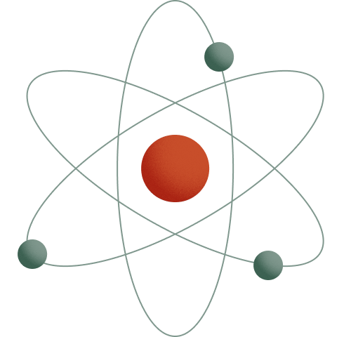 <b><i>Figure.3</i></b> 전자가 원자핵 주변을 공전하는 러더퍼드의 원자 모형