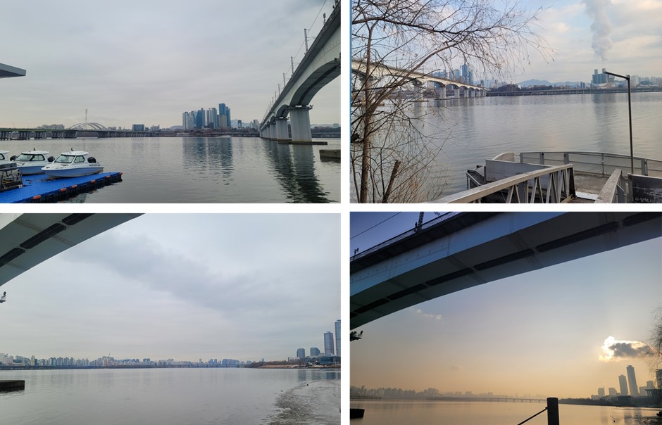 비슷한 시간대임에도 불구하고 하늘의 색깔과, 강에 비치는 풍경은 매일 달랐다 [직접 촬영]