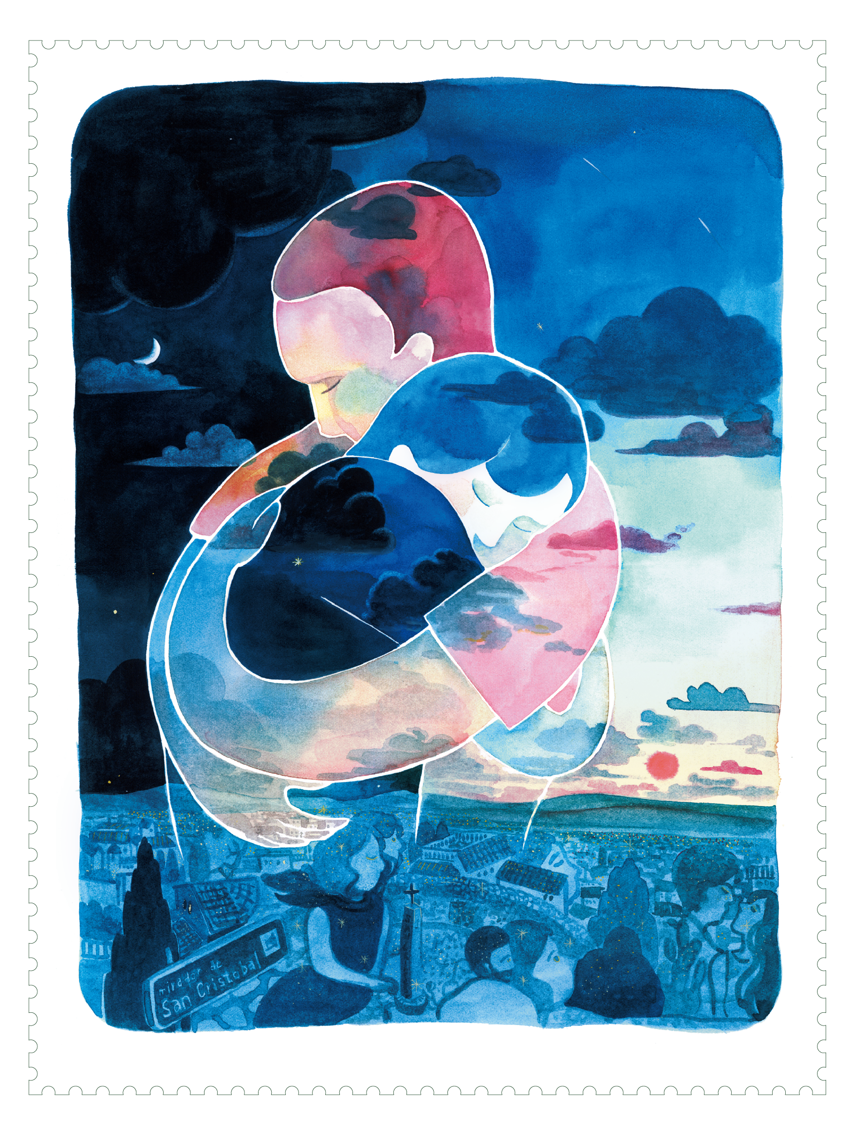 'Good morning, Good night' 종이 위에 수채 (2018)