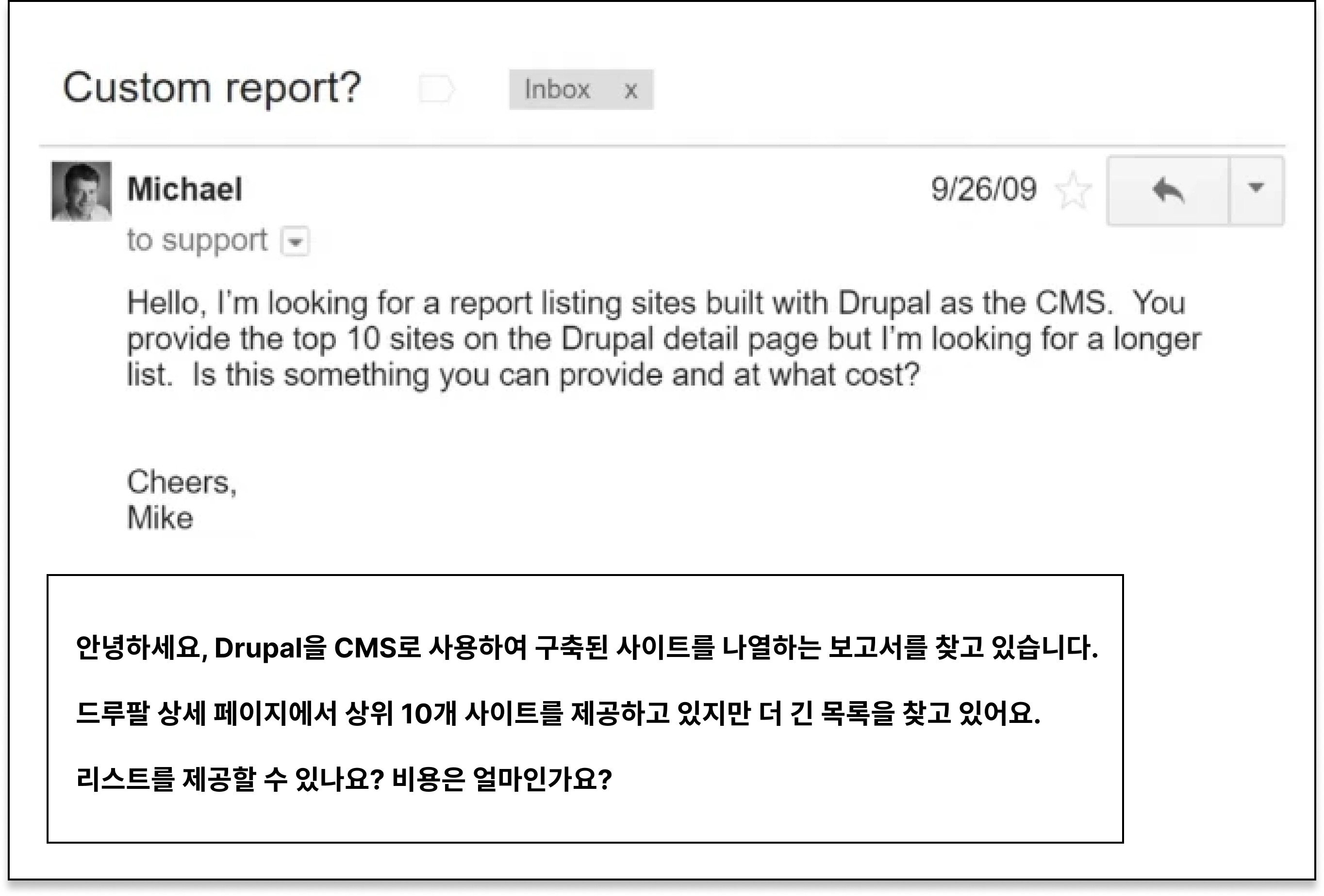 런칭 2년후 사용자에게 온 이메일. 사용자가 비즈니스 모델을 찾아줬다.