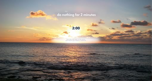 알렉스가 만든 Do Nothing for Two Minutes 사이트 화면(출처:&nbsp;https://www.wildmind.org/blogs/on-practice/can-you-do-nothing-for-two-minutes-come-on-give-it-a-try)