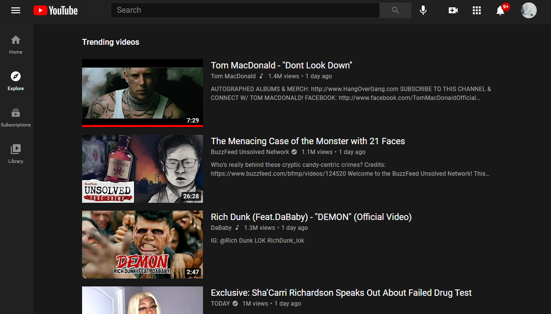 미국 유튜브 실시간 1위