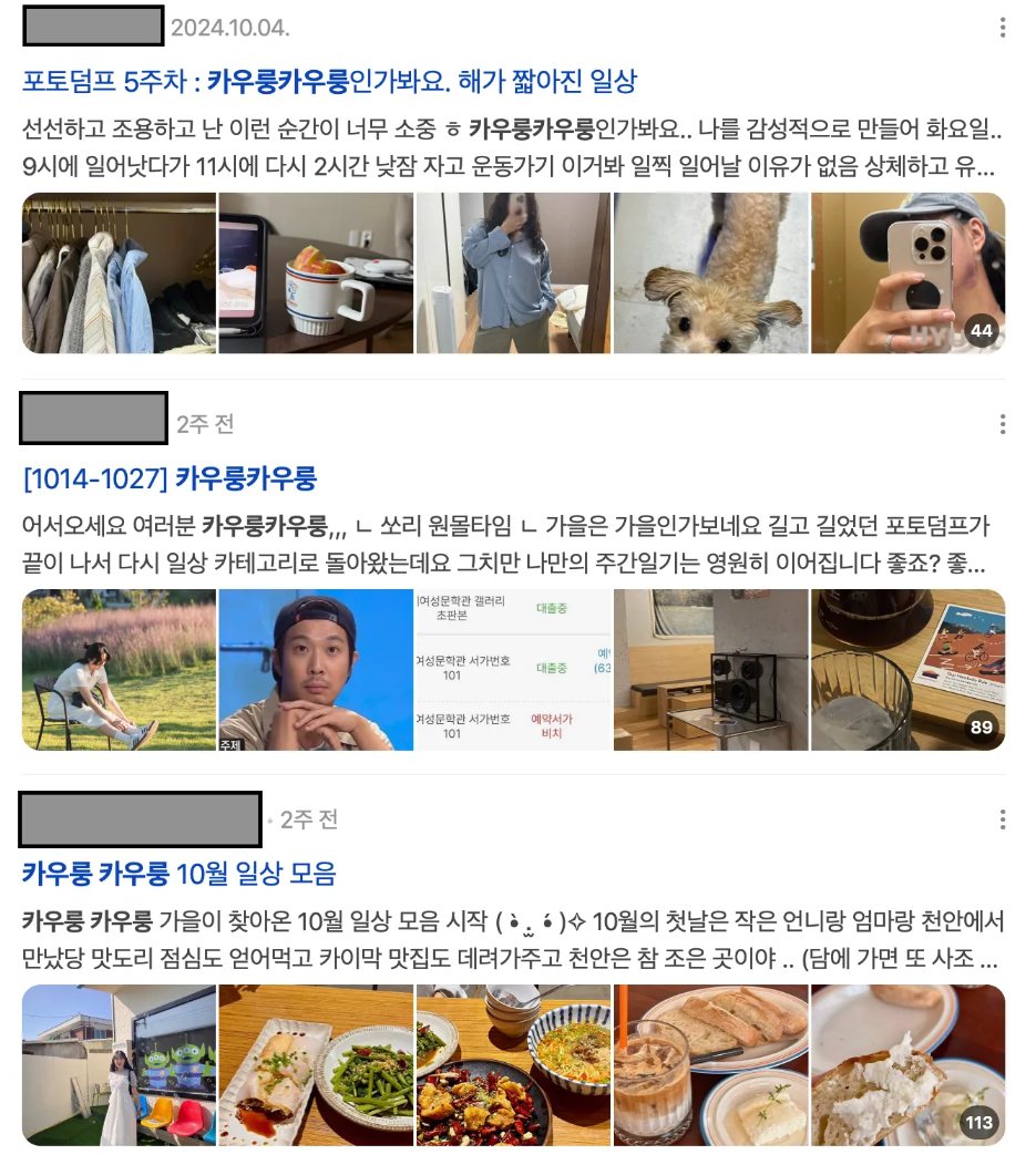 이미지 = 네이버 블로그 캡처 (https://search.naver.com/search.naver?ssc=tab.blog.all&sm=tab_jum&query=카우룽+카우룽)