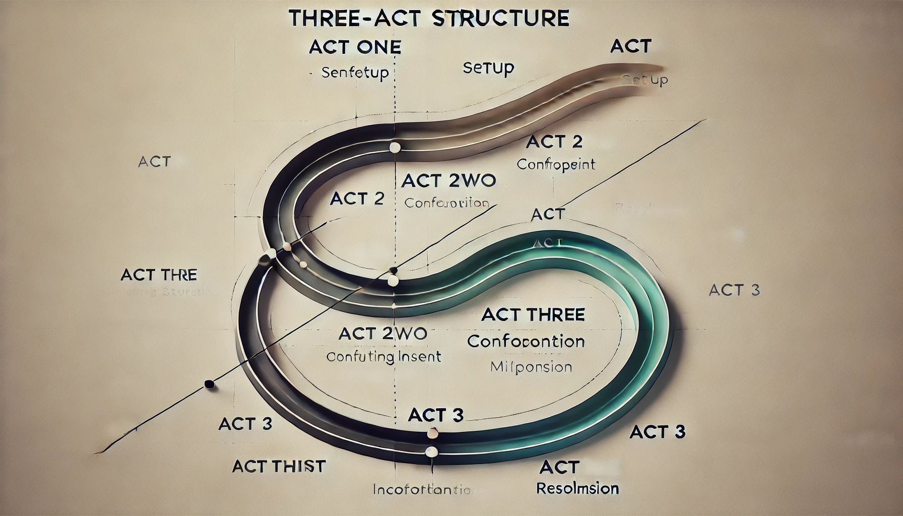 3막구조를 뱀처럼 다시 그려봤습니다. (by DALL-E)