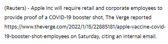 https://finance.yahoo.com/news/apple-require-employee-proof-covid-185412078.html