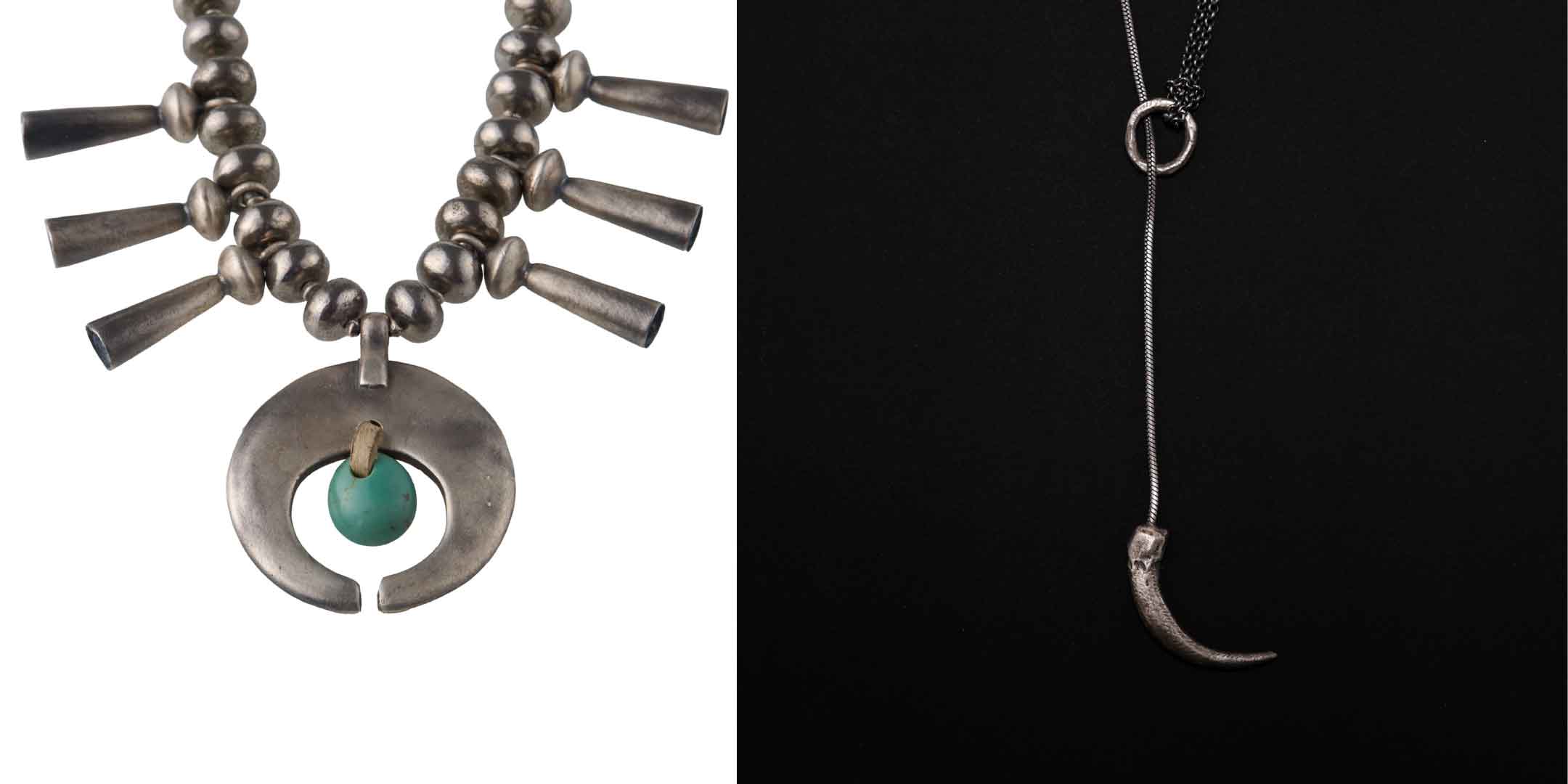 ⓒ ramshackle 좌)PYRITE SQUASH BLOSSOM NECKLACE 우)ONE WAY NECKLACE II