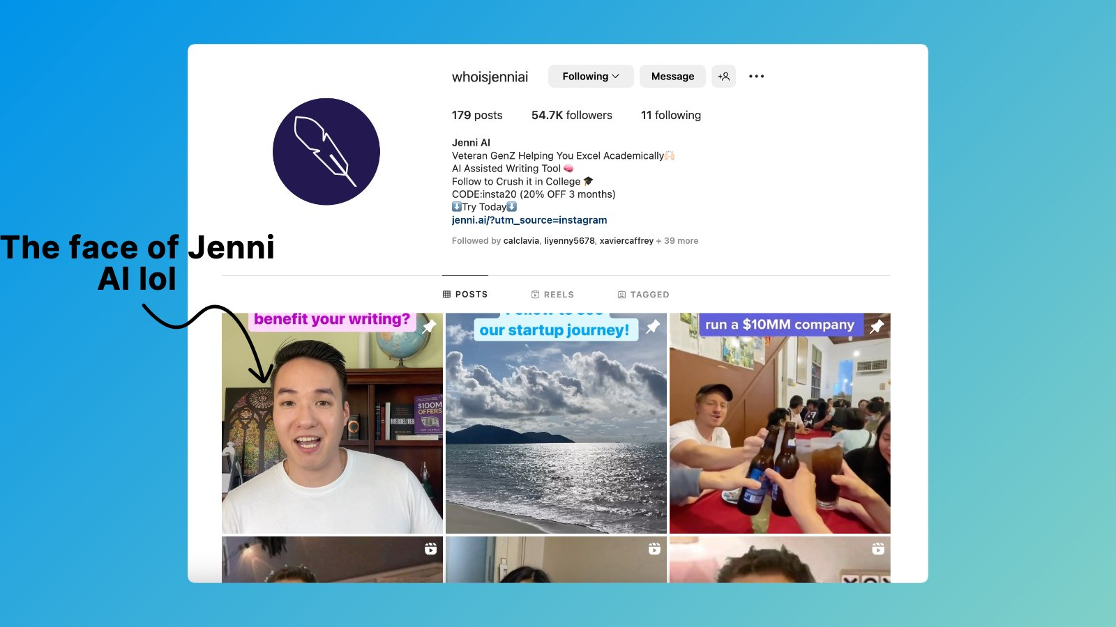 Jenni의 인스타그램 계정