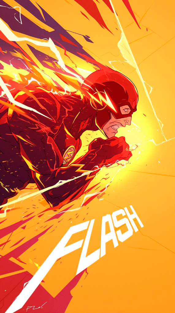 Flash running at the speed of light with the text 