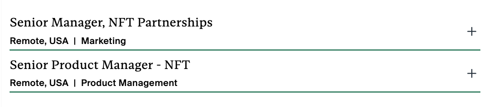 스탁엑스 NFT 관련 구인 공고