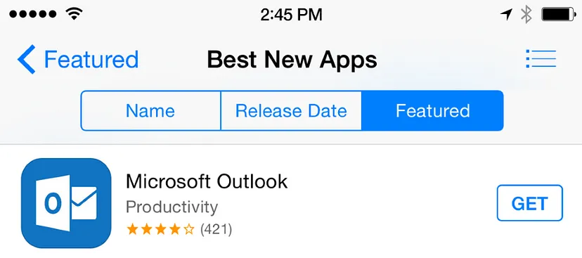 ‘Name’, ‘Release Data’, 그리고 ‘Featured’는 고스트 스타일의 유사 버튼입니다. 반면, ‘Get’은 고스트 버튼이라고 할 수 있습니다.