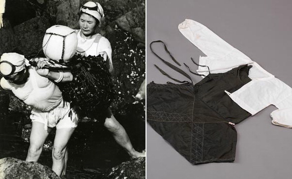 해녀의 모습과 해녀 의복(물소중이/물적삼) 출처 : 국립해양박물관