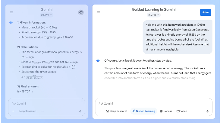 Google AI의 '가이드 학습(Guided Learning)' 모드