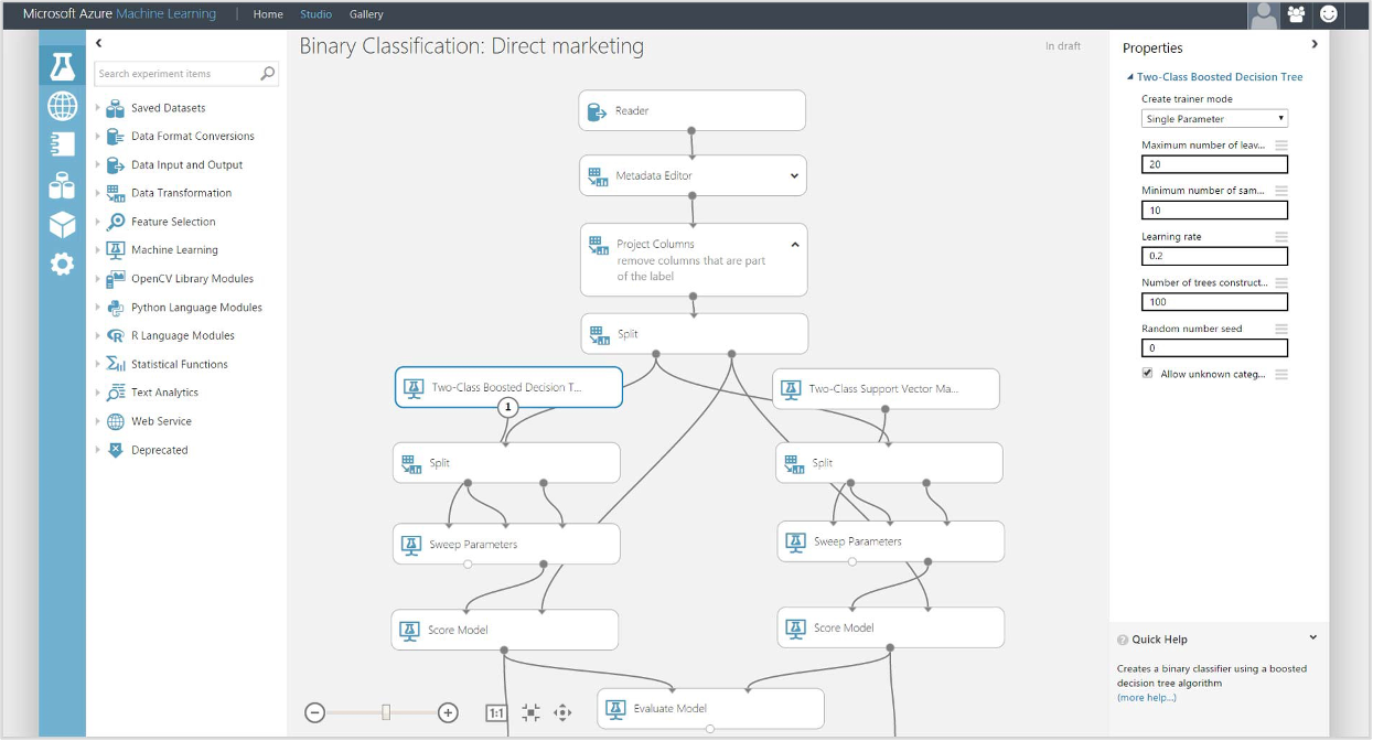 Microsoft Azure ML Studio - 코딩없이 머신러닝 전 과정을 수행할 수 있다