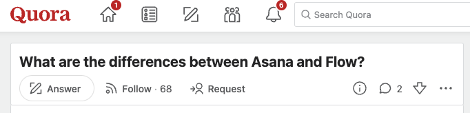 Asana와 Flow의 차별점을 묻는 질문
