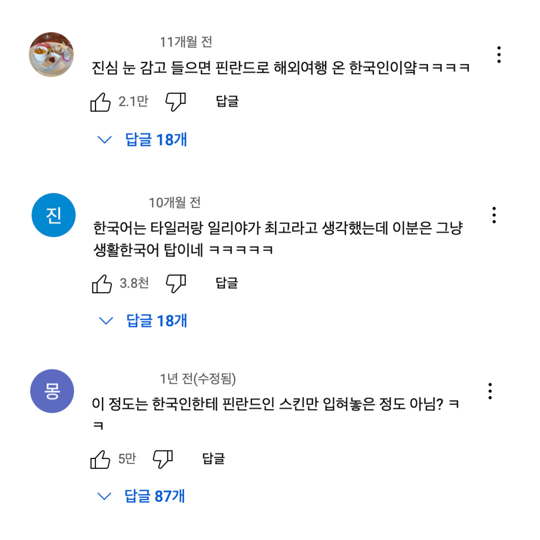 (출처: youtube, <레오tv> 댓글) 