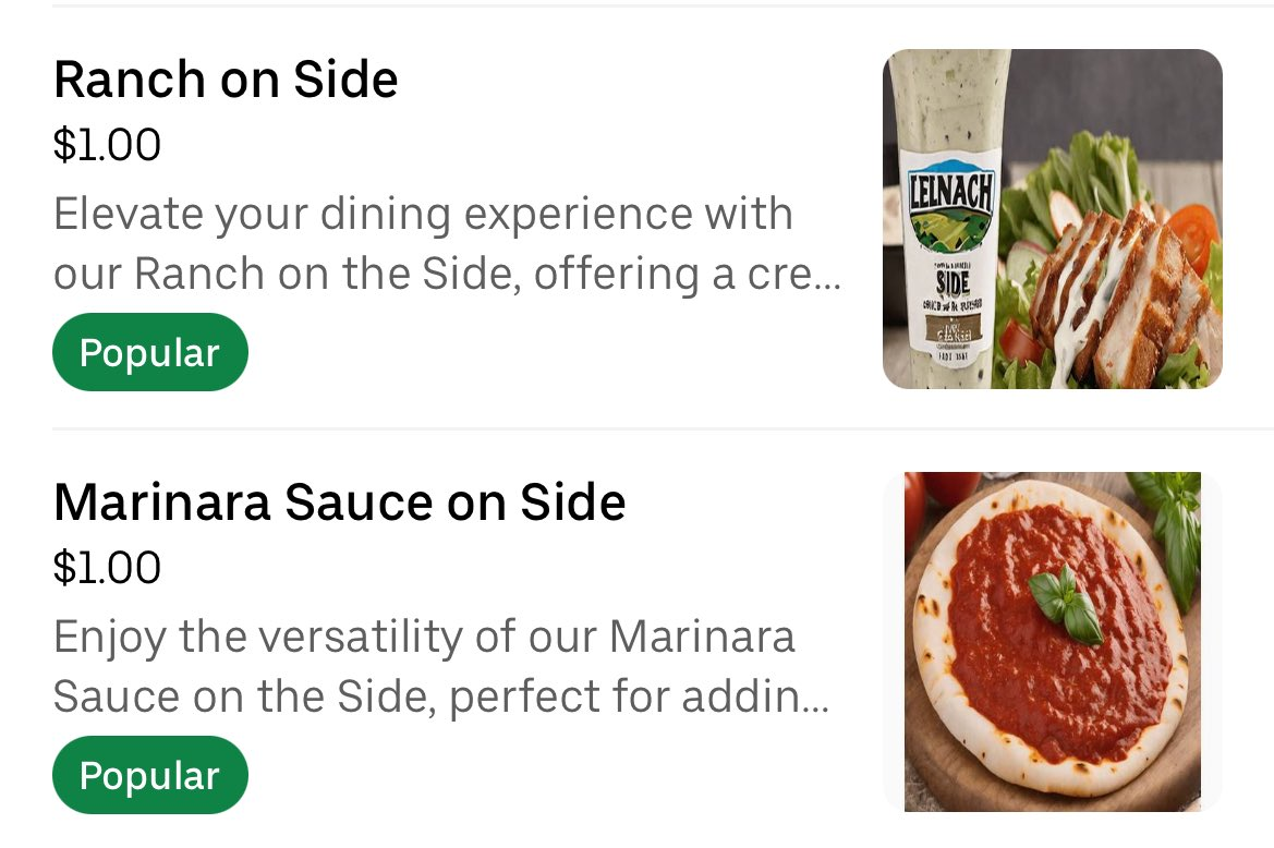 AI 이미지가 적용된 메뉴판 이미지들