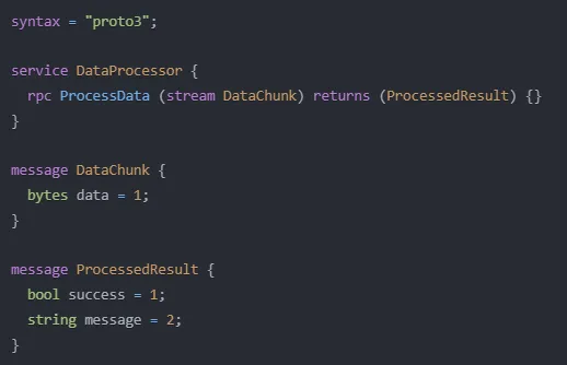 [protobuf 형식의 gRPC 메시지 예시 이미지]
