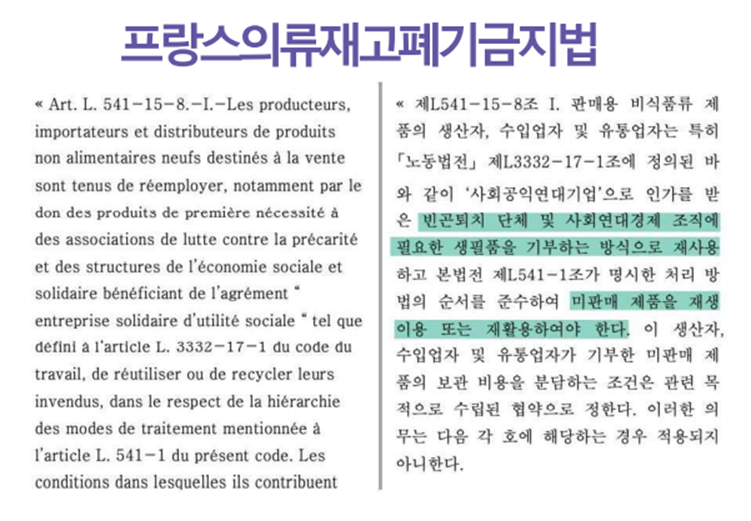 출처: 다시입다연구소 (순환경제사회 전환을 위한 패션재고폐기금지방안 토론회 자료집)