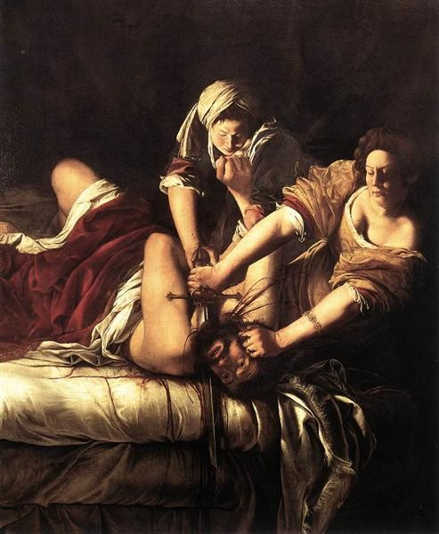 <홀로페르네스의 목을 치는 유디트(Judith Beheading Holofernes)>(1620, 캔버스에, 199x162.5cm) *출처: WikiArt