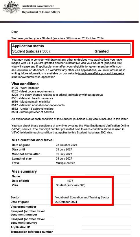 이미지 출처 @ Yes 이민 법무 회원 비자 승인 레터&nbsp;
