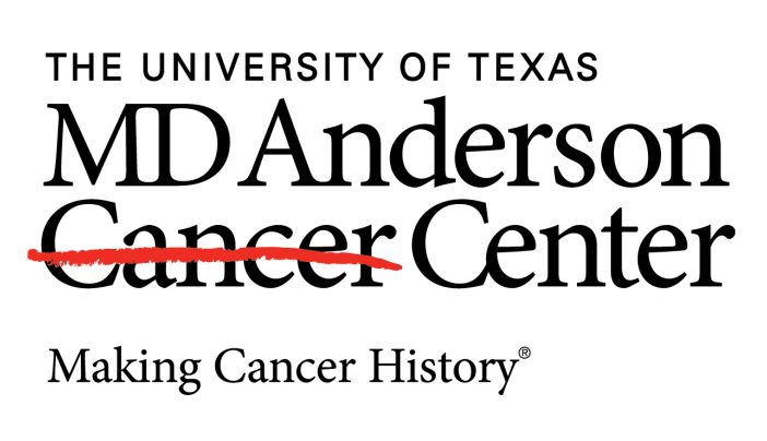 빨간 취소선의 파격적인 MD 앤더슨의 로고 (이미지: MD Anderson Cancer Center)