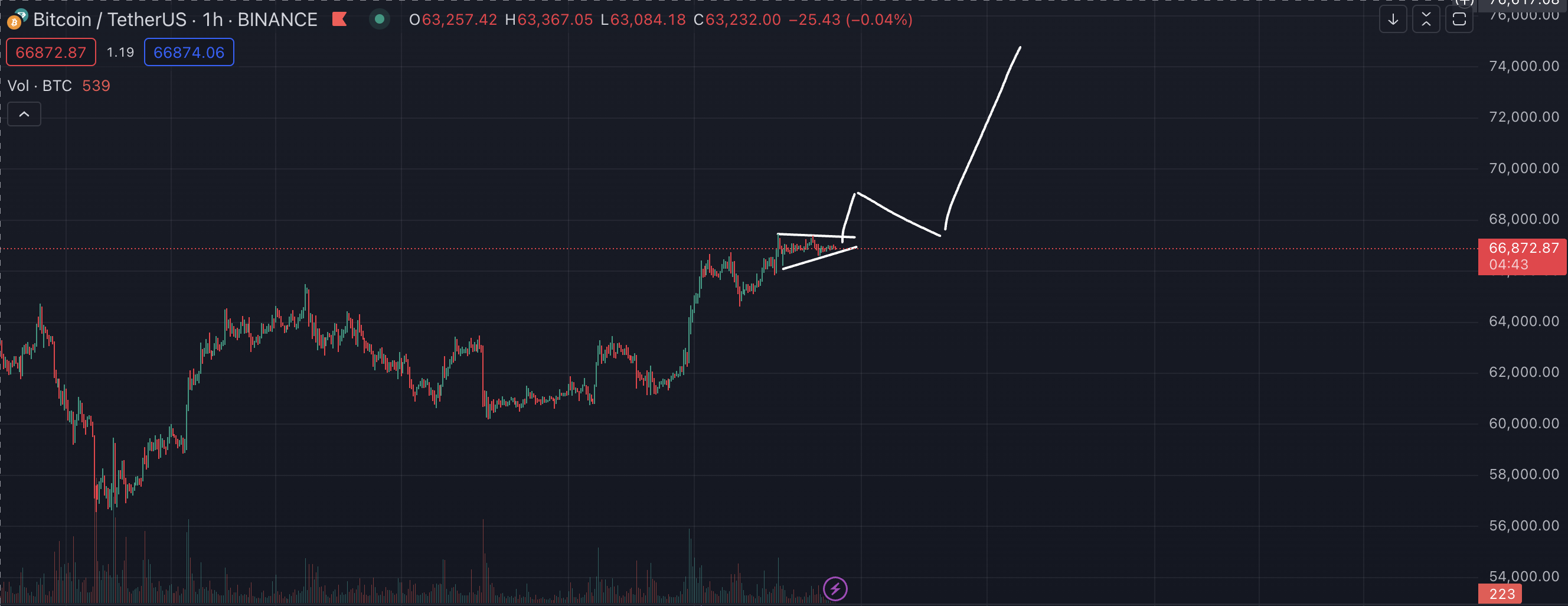 비트코인 차트, 1시간봉