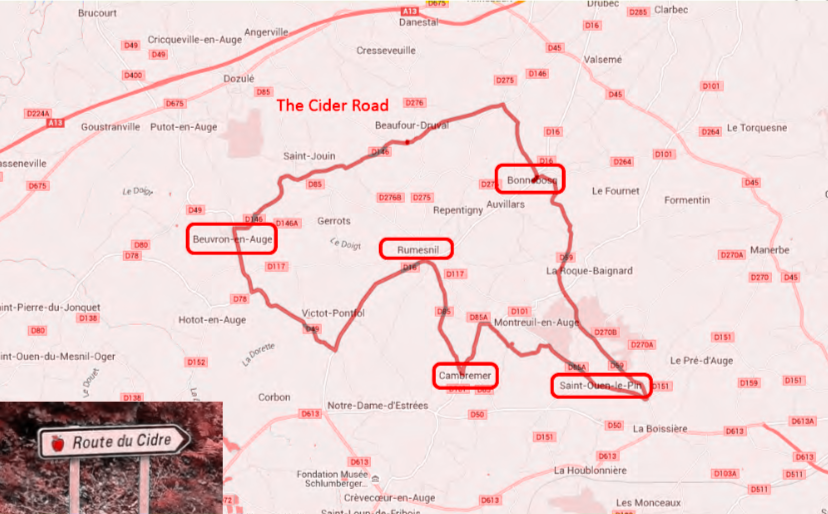 Map of the Cider Route in Normandy