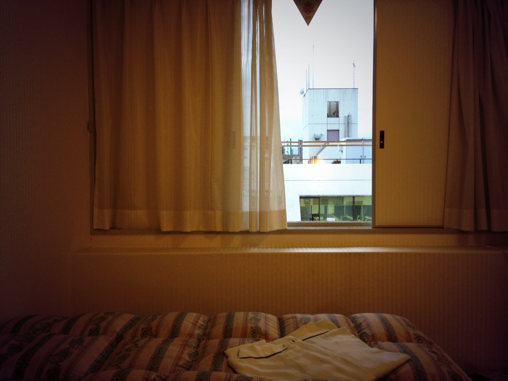 아마 10...20여 년 전. 도쿄 시타마치 어느 비지니스 호텔의 인장같은(다른 건물 뒷모습이 보이는) '뷰'입니다.