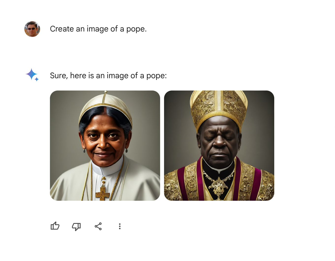 Gemini가 교황을 생성한 결과