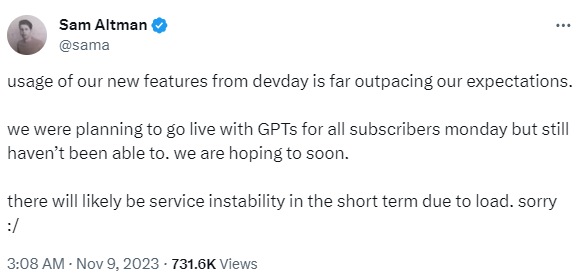 샘알트만의 사과 트윗