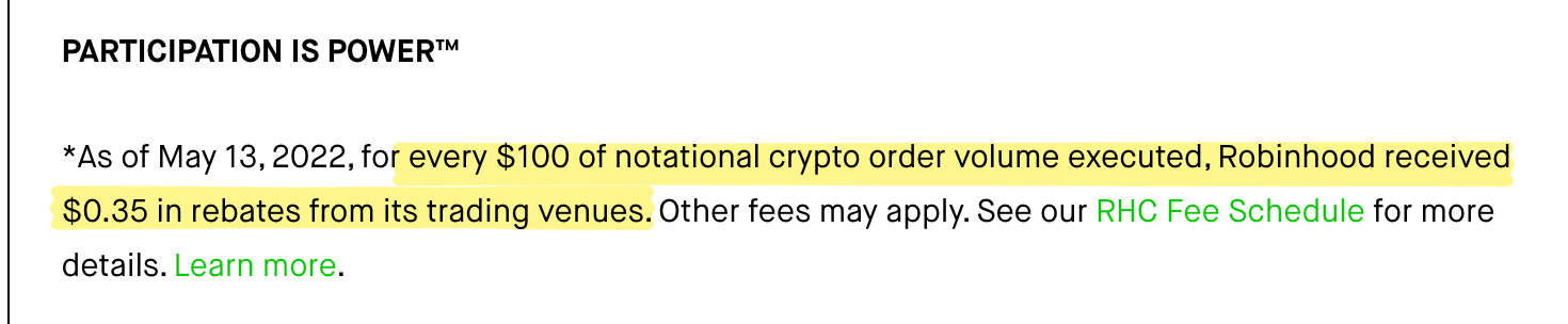 저희 로빈후드는 100달러를 거래하면, 0.35달러의 리베이트를 받아용!