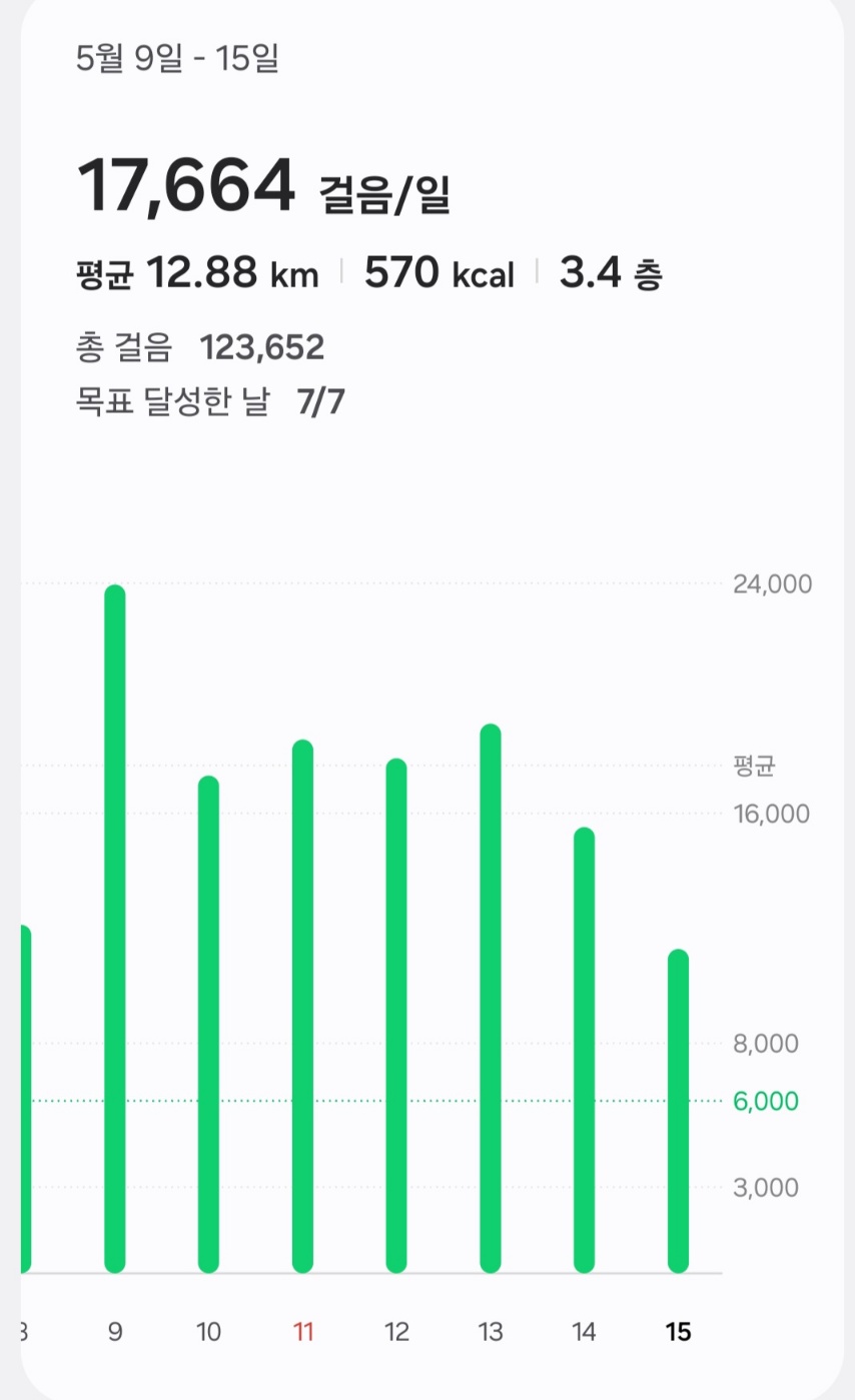 요즘의 걸음수만 보면 건강해보입니다 ㅎㅎ
