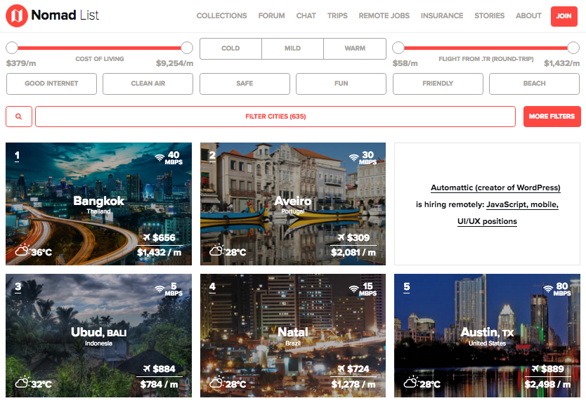노마드 리스트 공식 웹사이트
