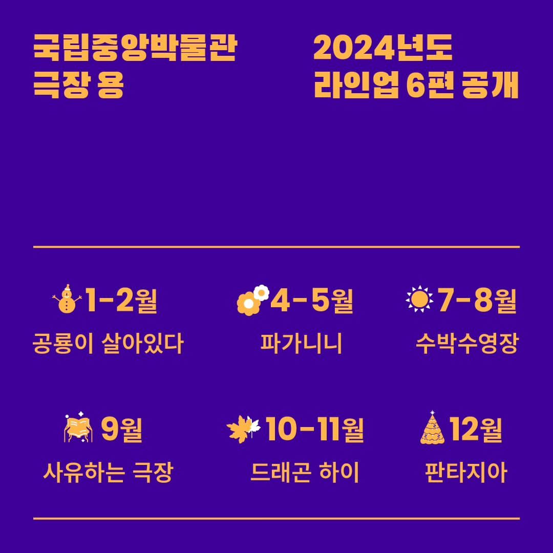 국립중앙박물관 극장 용 2024년 가족 공연 프로그램 (출처=국립박물관문화재단)