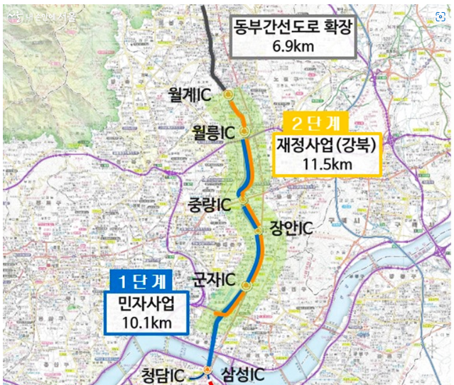 [그림1-1] 동부간선도로 확장 도로 