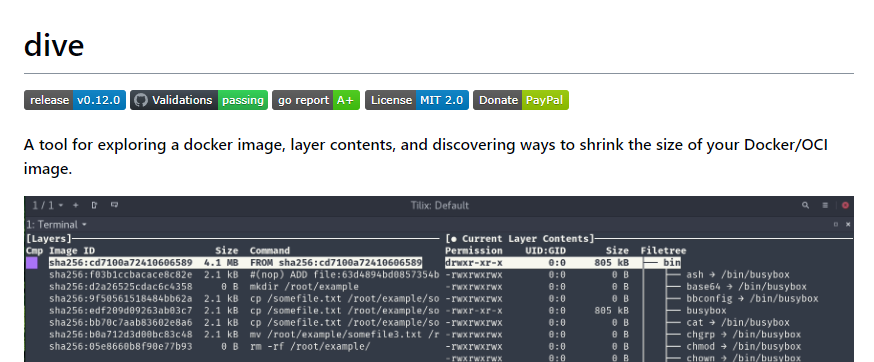 dive는 Container Image의 Layer를 탐색하고 분석할 수 있는 툴입니다.