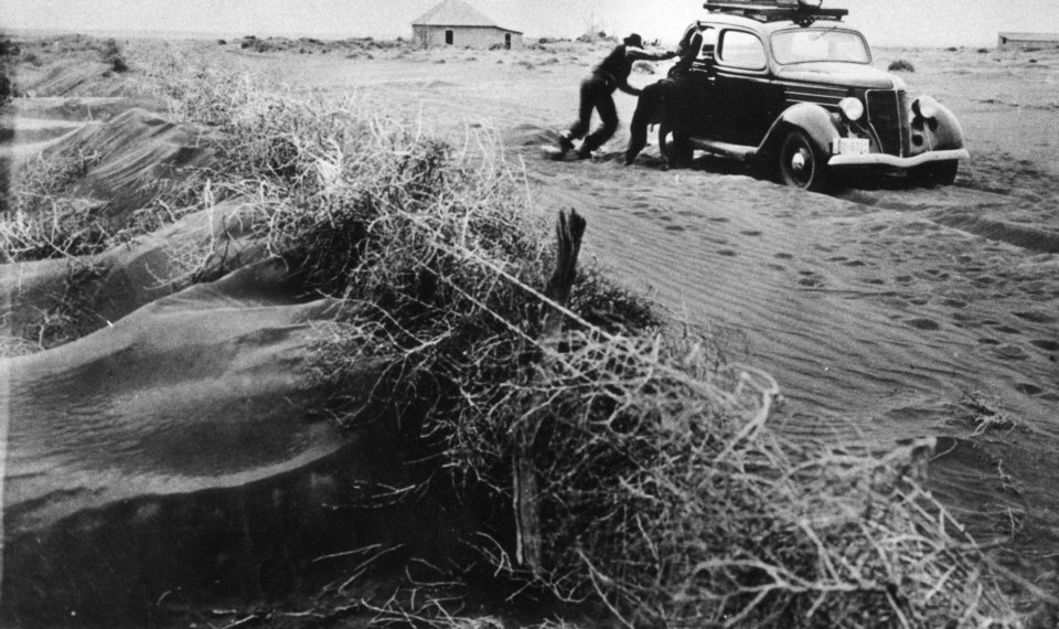 1939년 Dust Bowl (모래폭풍) 시기, 오클라호마