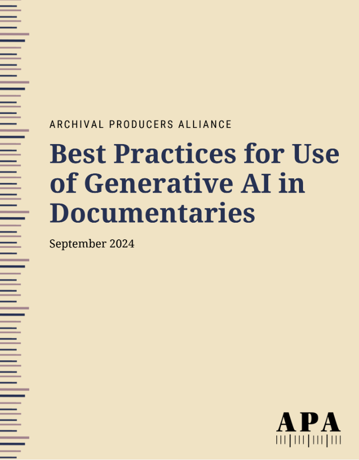 <다큐멘터리 생성형 AI 활용 가이드라인> (출처: APA 홈페이지)