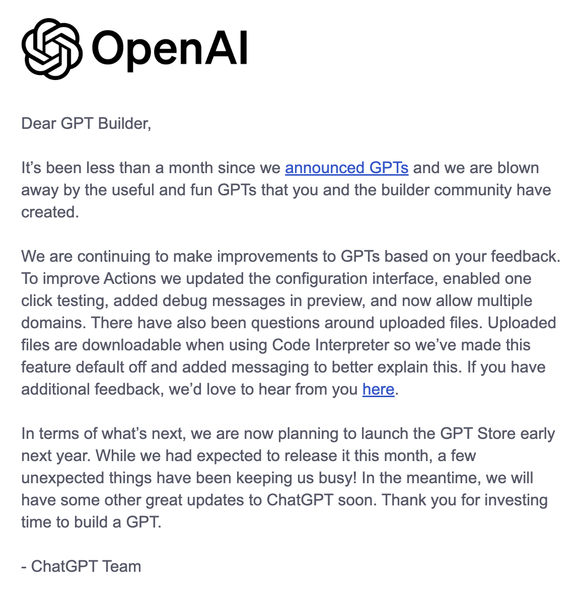 연기 소식은 이와 같이 메일로 안내하였습니다.