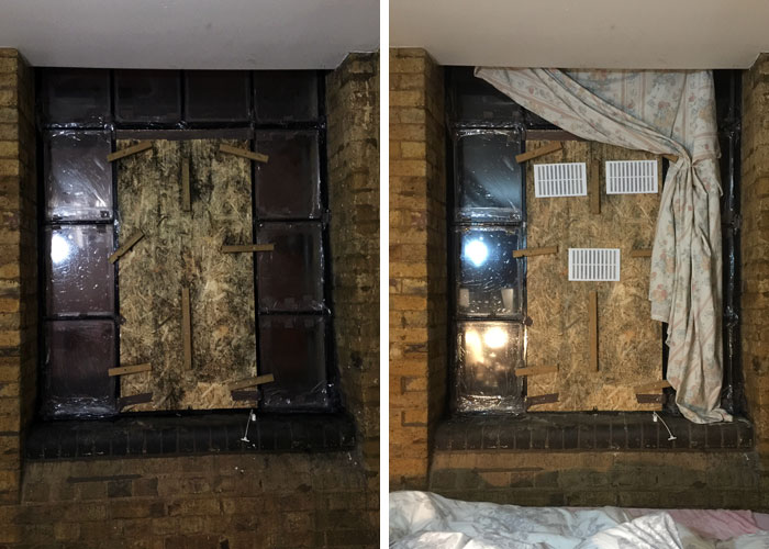 첫번째 버전(왼쪽) & 환기구 눈코입이 생긴 두번째 버전(오른쪽)