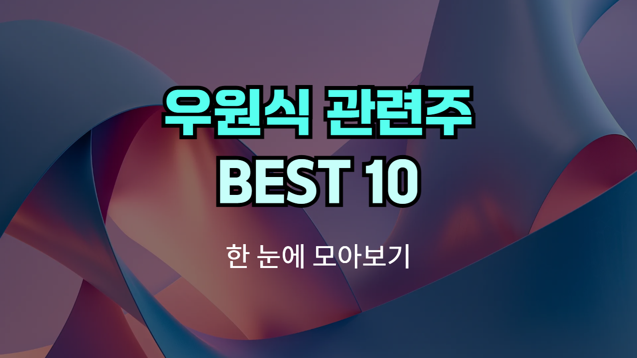 우원식 관련주, 테마주 | Best 10 종목의 썸네일 이미지