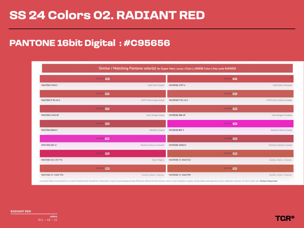 레디언트 레드 Radiant Red | PANTONE 16bit Digital : #C95656