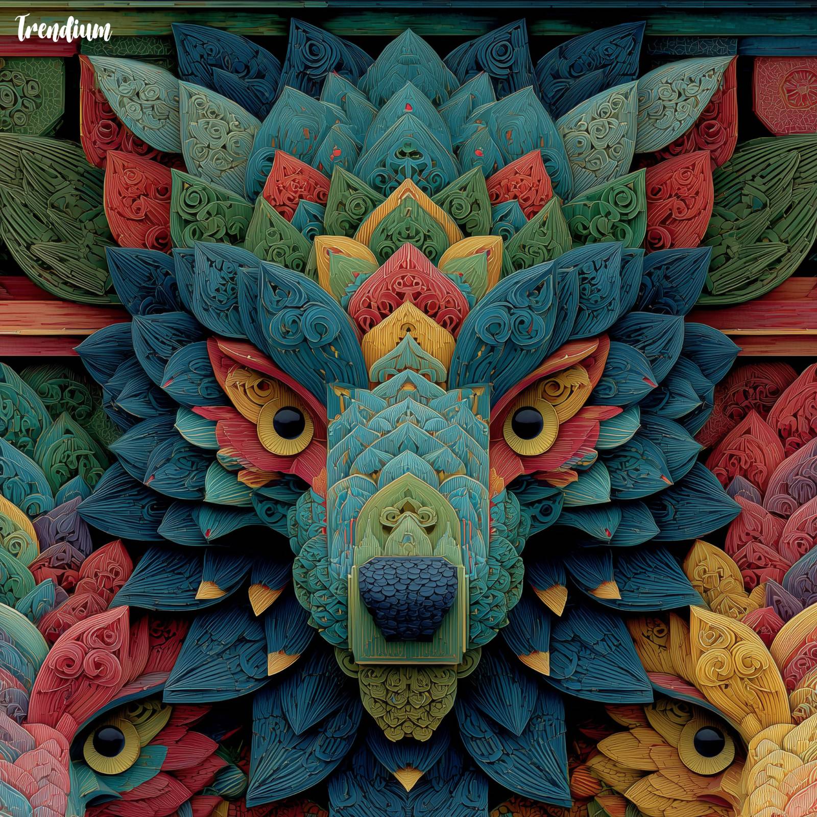 [prompt] Korean dancheong patterns transforming seamlessly into tessellation animals --style raw --v 7 --stylize 500