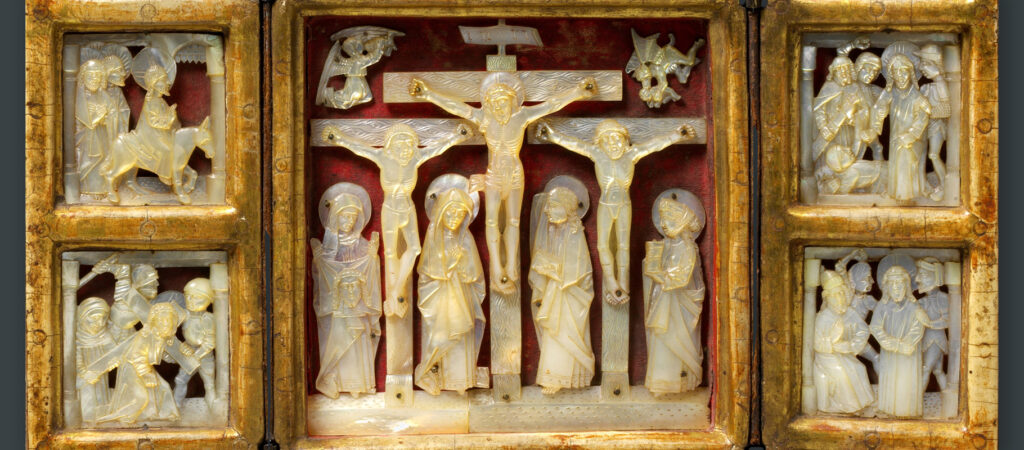   진주조개 장식이 있는 남부 독일 삼부작 제단화, 1475-85, Fine Art Restoration Company