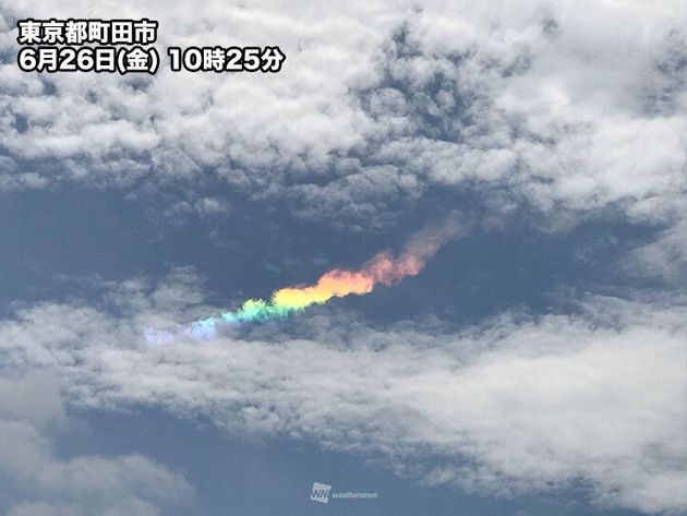 The moment of rainbow clouds with colorful colors in Tokyo